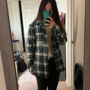 H&M Mens Green Plaid Flannel